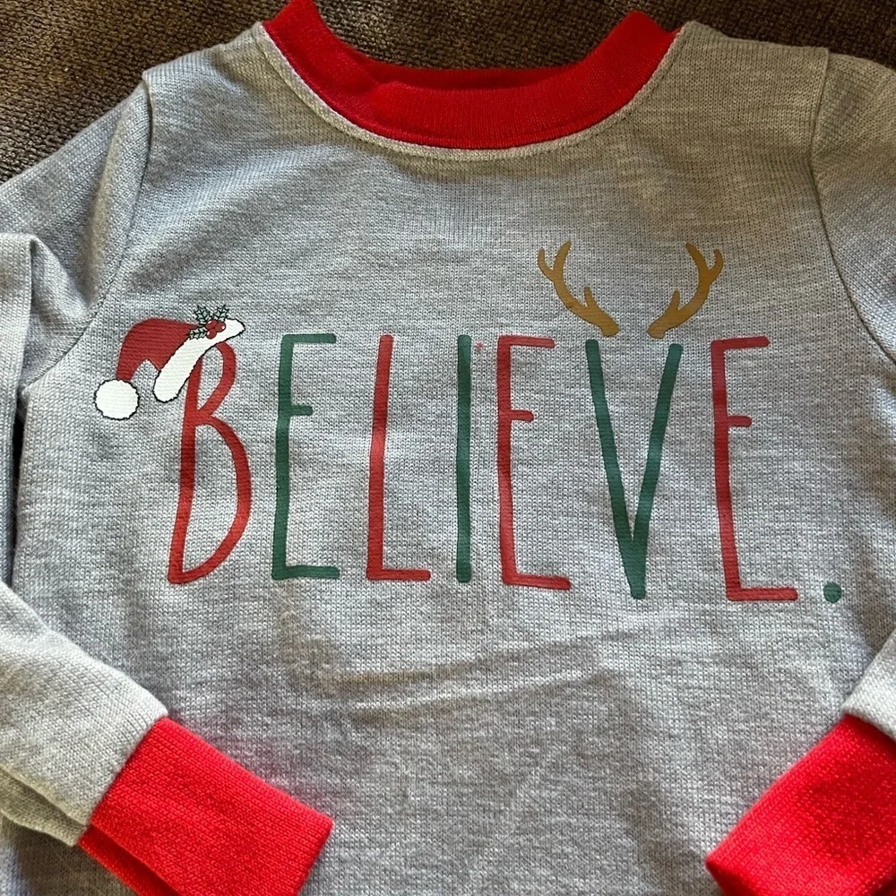 NWT Rae Dunn 2T Christmas Pajamas Set with Santa and Reindeers